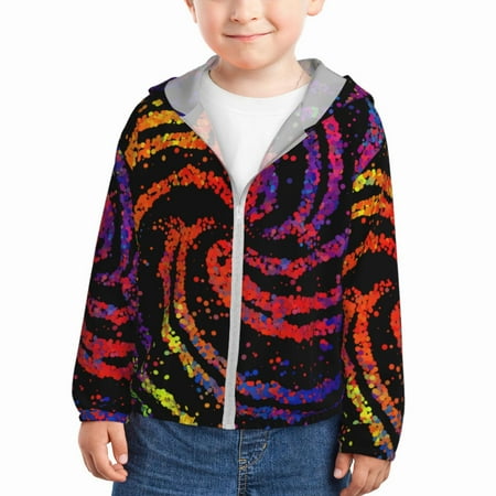 

Zeuib A Bright Abstract Print Girls & Boys Sun Protection Hoodie with UPF 50+ Children’s Quick-Dry Jacket Perfect for Outdoor Activities-4 Years