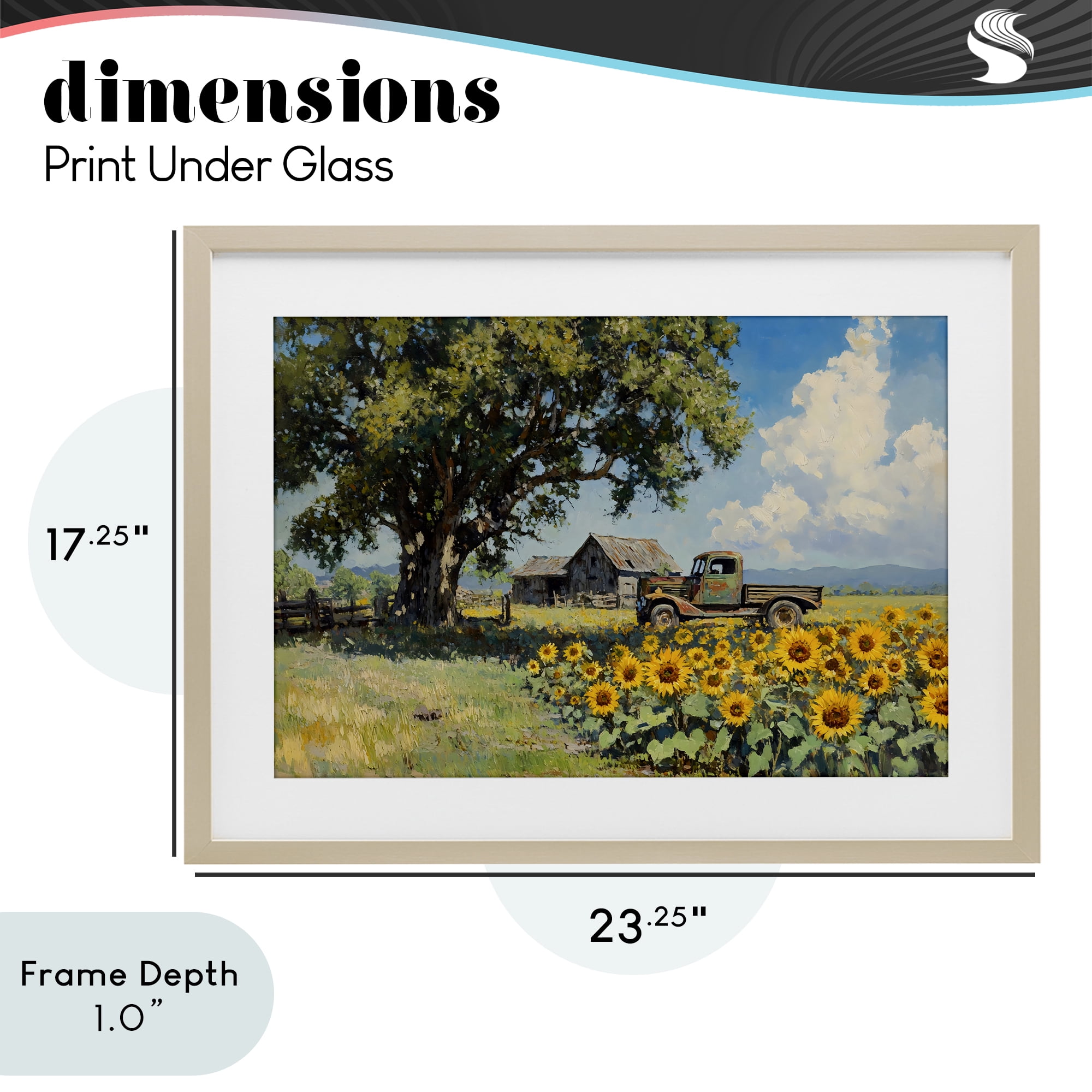 Stupell Industries Sunflower Pickup by Old Barn Birch Framed Print Under Glass, design by Franklyn Gregory