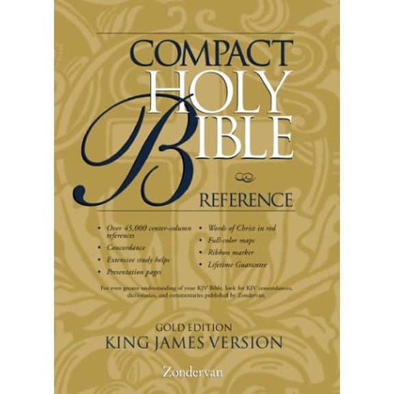 Pre-Owned KJV Holy Bible Compact Reference, Gold Edition Button Flap, 9780310911111, 0310911117, Paperback,