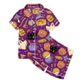 thumbnail image 4 of SJLDQY Halloween Girls Pajama Sets Button Down Short Sleeve Shirts Shorts 2 Piece Pj Sets Hallowmas Printed Sleepwear Breathable Soft Loungewear Sets for Girls, 4 of 4