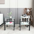 thumbnail image 6 of Tcbosik 2 Pack Square Glass Side Tables, 2-Tier End Table with Storage Shelf, 17.7" Night Stand for Small Space, Living Room, Bedroom, Transparent & Black, 6 of 9