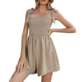 thumbnail image 2 of Xixinqiwan Women's Summer Camisole Rompers Casual Sleeveless Wrap Front Romper Spaghetti Strap Loose Wide Leg Shortalls Jumpsuit, 2 of 6