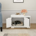 thumbnail image 3 of HLR 2Door Wood Flip Cover Hidden Enclosed Cat Litter Box, Fits Standard Litter Boxes, White, 3 of 11