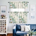 thumbnail image 2 of Daisy Eucalyptus Leaves Kitchen Curtains Valances and Tiers Set of 3 Floral Spring Vintage Countryside Tier Curtains and Valance with Rod Pocket for Small Windows, 27.5"x24", 2 of 9