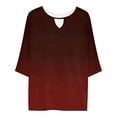 thumbnail image 5 of Lkhaha 2026 Womens T Shirts Fashion Tops Hollow Out Collar Short Sleeve Casual Crew NeckDaily Clothing Wine XL, 5 of 5