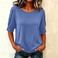 thumbnail image 4 of Naotn Half Short -Sleeve Shirts for Women Summer Casual Loose Fit Crew Neck Tops Trendy Beach Holiday Button Blouses, 4 of 8