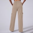 thumbnail image 5 of XFLWAM Women's Cargo Sweatpants Drawstring High Waisted Wide Leg Pants Athletic Casual Baggy Sweat Pants with Pockets Khaki XL, 5 of 8