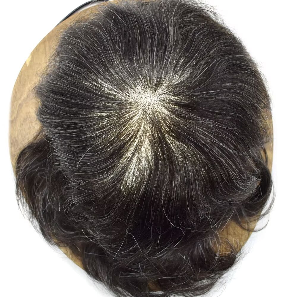 Lyrical Hair Toupee for Men Hair System for Man Siwss Super Welded Lace Mens Hairpieces Human Hair Replacement System Lace Hair Unirs Wig #1B20 Off Black with 20% Gray