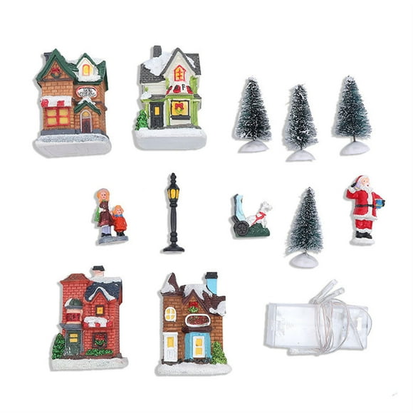 Matsuzay Xmas Ornament Home Decor Desk Statue Accessories Pendent Village Exquisite Size Compact House Set Long-lasting Tree Festival Kits de decoración para fiestas
