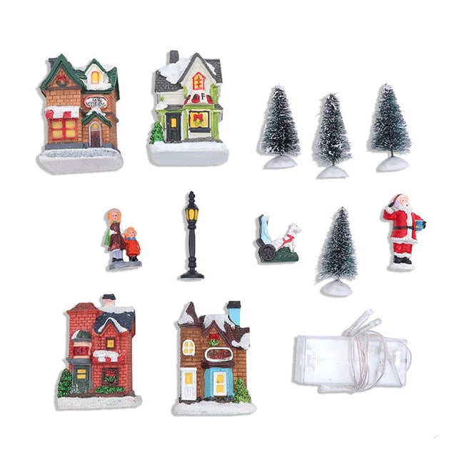 Matsuzay Xmas Ornament Home Decor Desk Statue Accessories Pendent Village Exquisite Size Compact House Set Long-lasting Tree Festival Kits de decoración para fiestas