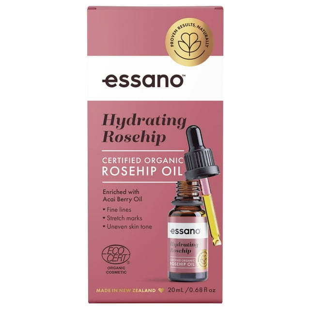 Aceite de rosa mosqueta orgánico por Essano con antioxidante Acai Berry 20 ml (0,67 oz)