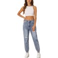 thumbnail image 2 of Jeans jogger rasgados INSPIRE CHIC para mujeres, pantalones de mezclilla cargo elásticos de cintura casual, gris azul S, 2 of 6