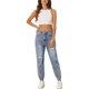 thumbnail image 2 of Jeans jogger rasgados INSPIRE CHIC para mujeres, pantalones de mezclilla cargo elásticos de cintura casual, gris azul S, 2 of 6