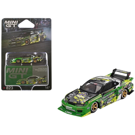 Nissan "LB-Super Silhouette" S15 SILVIA RHD #555 "V2" Yukio Fausto "Formula Drift Japan" 2024 1/64 Diecast Model Car by Mini GT