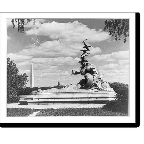 Historic Print, [Wash., D.C. Navy/Marine Memorial by Ernesto Bengi del Piatta (1934) on George Washington Memorial Parkway; sculpture of billowing wave topped by seagulls; Wash. Monumen…16" x 20"
