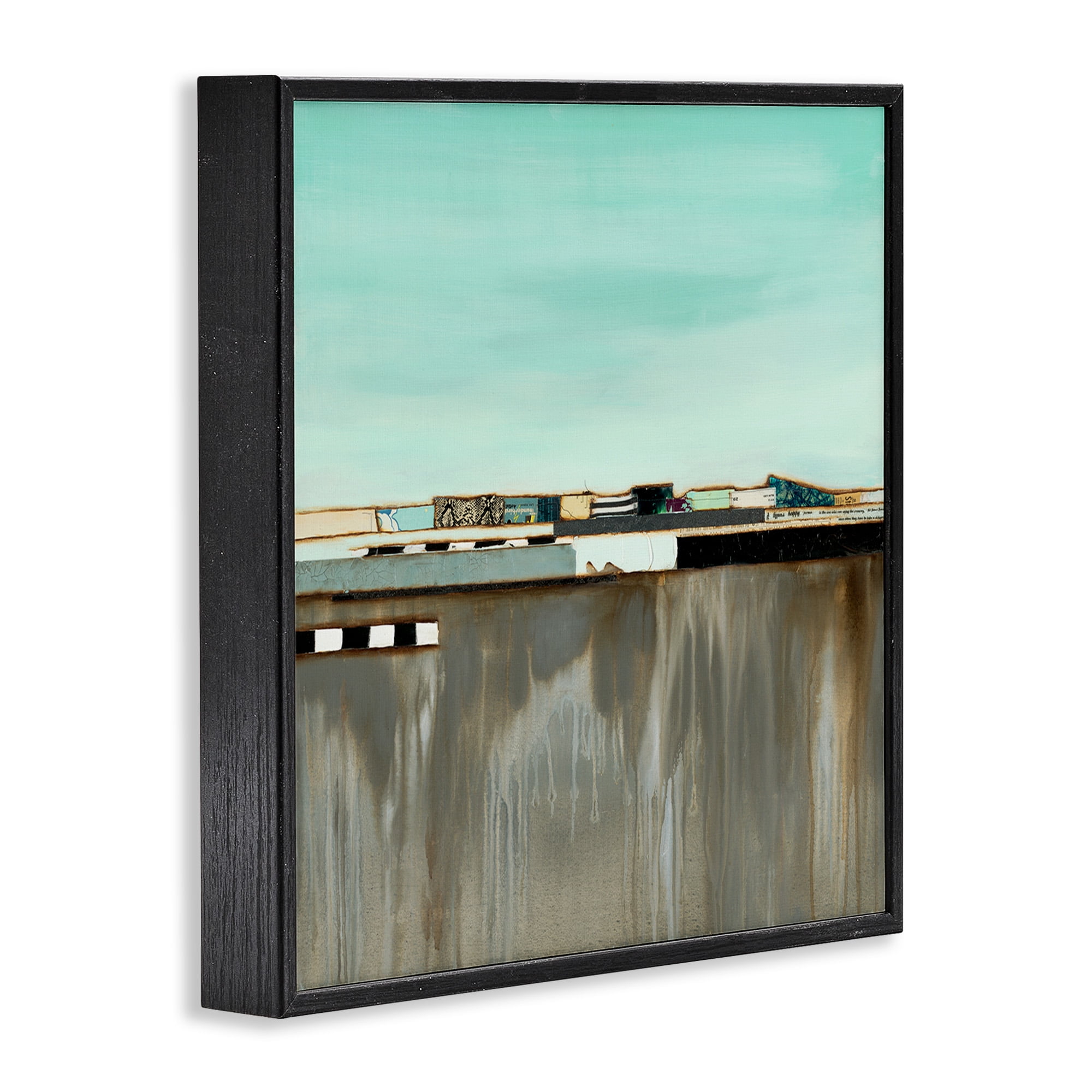 Stupell Industries Unique Urban Landscape Collage Abstract Painting Black Framed Art Print Wall Art, 24 x 24