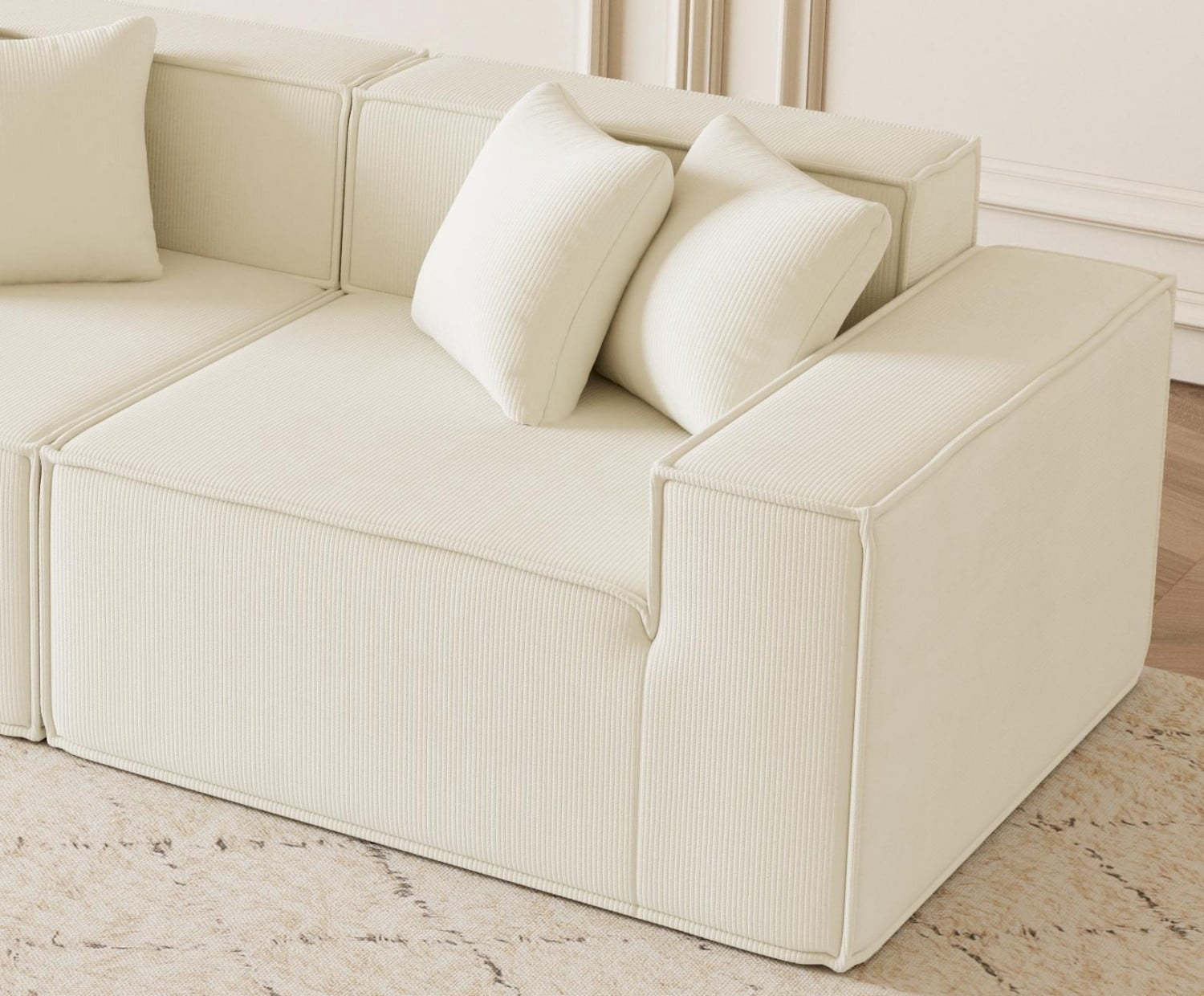Gewnee Luxury Deep Seat Modular Loveseat with Soft Corduroy Upholstery - Compact, Versatile for Small Modern Living Rooms