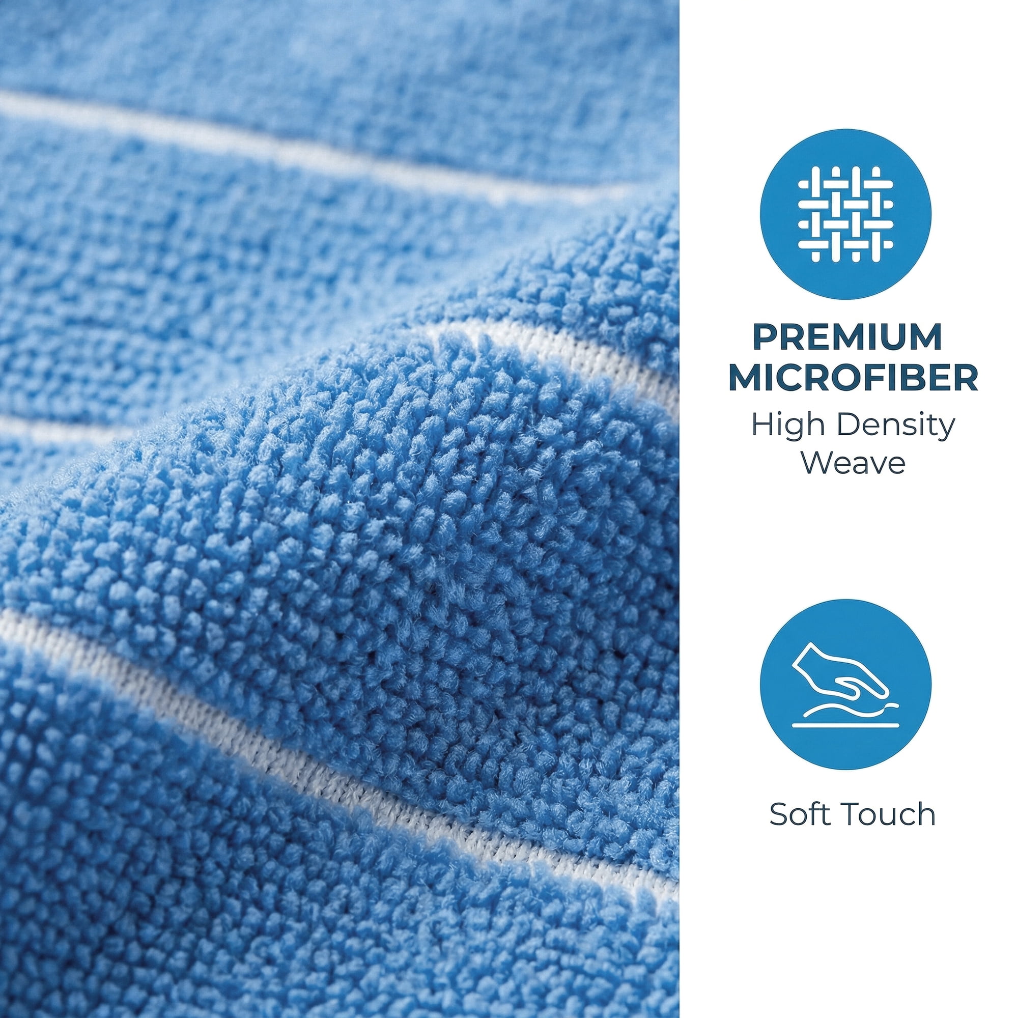 Unique Bargains 3pcs Microfiber Absorbent Striped Cleaning Cloths Blue 12" x 12"