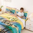 thumbnail image 3 of jejeloiu Inspirational Beach Quote Bed Sheets,Sunset Wave Scene Full Size Sheets For Boys,Blue Yellow,4-Piece,1 Flat Sheet, 1 Fitted Sheet and 2 Pillowcases, 3 of 6
