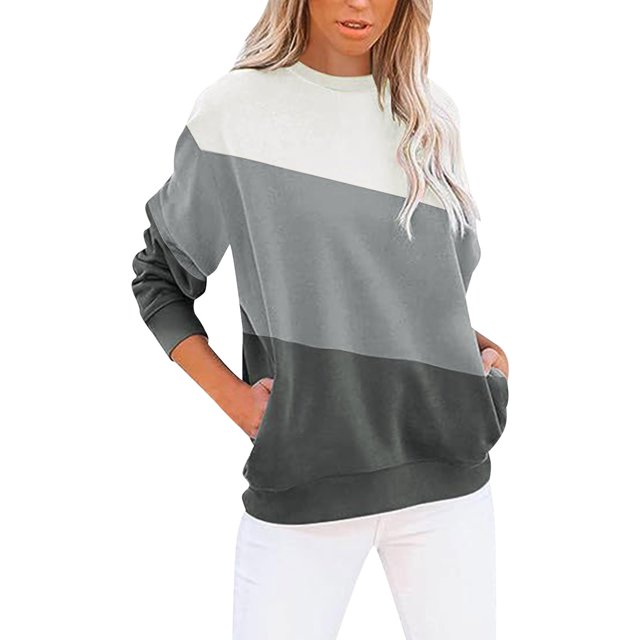 2DXuixsh Chandail en Molleton pour Femmes Col Rond Manches Longues Chandail en Molleton Uni Décontracté Mignon Haut Manches Longues Mode Ample Gy2 Taille TG
