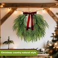thumbnail image 4 of Guvpev 13.8" Artificial Cedar Christmas Wreath with Velvet Bows Green Christmas Draping Oval Cedar Wreath for Front Door, Wall, Windows, Indoor Outdoor Winter Festival Farmhouse Christmas Decorations, 4 of 7
