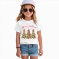 thumbnail image 2 of sdbrld Christmas Shirts for Kids Girl Xmas Cute Graphic Tshirts Cartoon Short Sleeved Tee Tops White Sizes 3-4 Years, 2 of 6