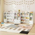 thumbnail image 4 of Costway Kids Toy Storage and Bookshelf with 8 Boxes Open Shelves & 2 Single-door Cabinets White, 4 of 10