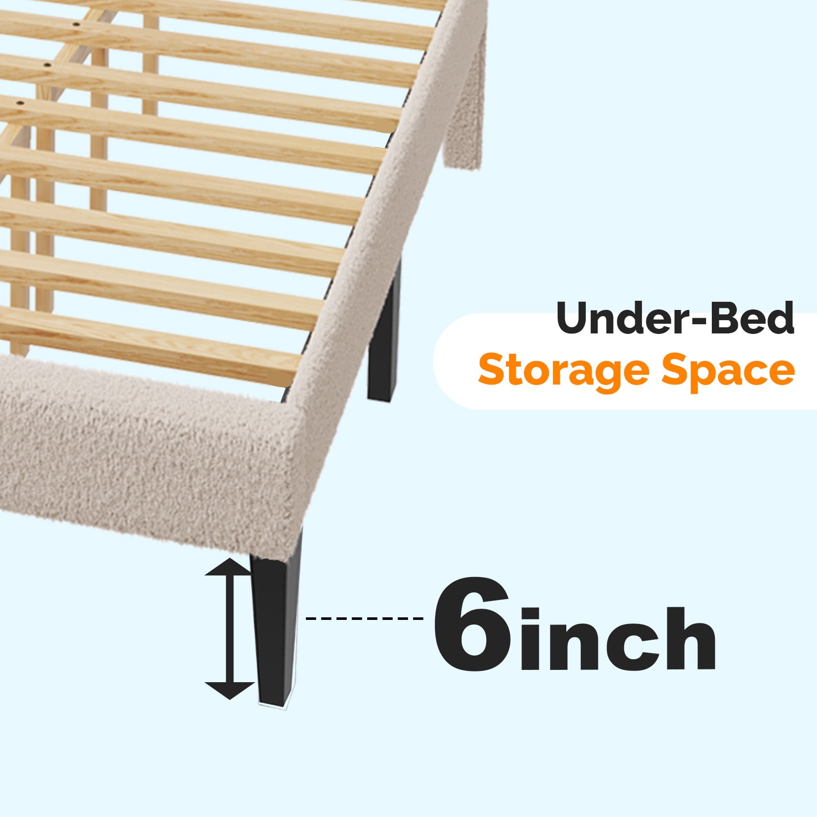 UBesGoo Bed Frame Queen Size Upholstered Platform Bed Frame with Headboard,  Mattress Foundation with Wood Support, Beige