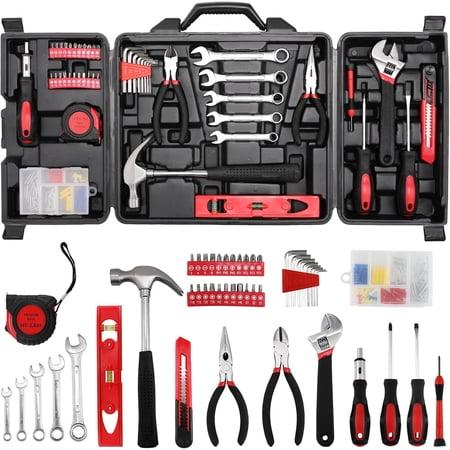 147 Pieces Tool Set, Kit for Home, Basic with Storage Box, Screwdrivers, Adjustable Wrench, Pliers, Knife,General Household Hand Set Car, Dorm, Garage