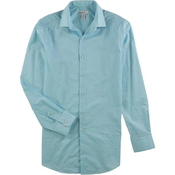 bar III Mens Stretch Button Up Dress Shirt, Blue, 16