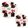 thumbnail image 7 of SKYSONIC Cute Valentine Black Cat Pot Holders Trivets, 2 Pcs Heat Resistant Trivets, Cotton Thread Weave Mats for Hot Pads Pans Pot Bowl Teapot for Kitchen Decor, 7 of 7