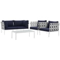 thumbnail image 4 of Modway Harmony 5 Piece Outdoor Patio Aluminum Sectional Sofa Set in White Navy, 4 of 7