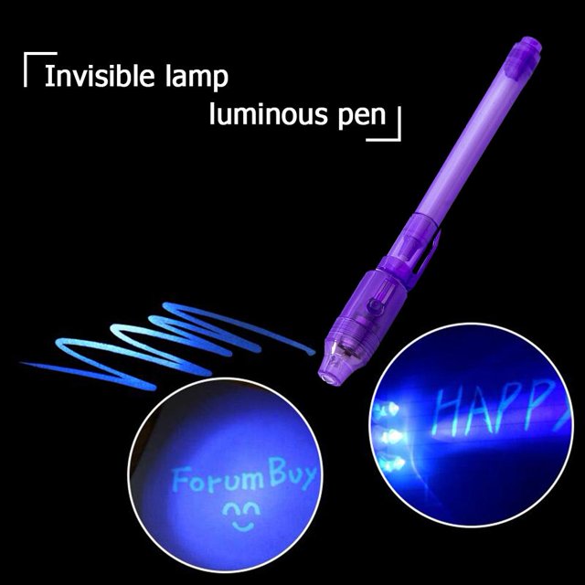 1 bolígrafo de tinta invisible 2 en luz luminosa UV para niños, bolígrafos mágicos de dibujo, color morado