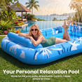 thumbnail image 3 of Inflatable Tanning Pool Lounger Extra-Wide with Integrated Cooling Sprinkler – 77" x 48" Sunbathing Float & Personal Soak Tub for Adults, Heavy Duty 6-in-1 Water Oasis for Backyard & Poolside, 3 of 9