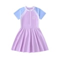thumbnail image 6 of Girls One Piece Swimsuit Skirted Kids Bathing Suits Zipper Short Sleeves Swimwear Girls Swim Dress, 6 of 7