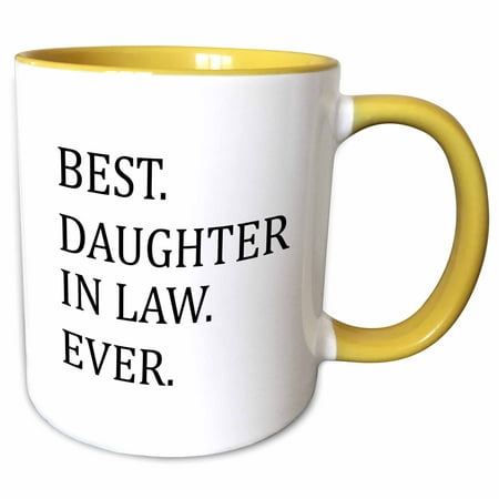 3dRose Best Daughter in law ever - gifts for family and relatives - inlaws - Two Tone Yellow Mug,