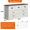 thumbnail image 2 of Blotout 55" Large Long Drawer Dresser with Deep Drawers, Farmhouse 7 Drawer Dresser for Bedroom, Wide Wood Chest of Drawers with Power Outlets, Antique White Dresser, 2 of 8