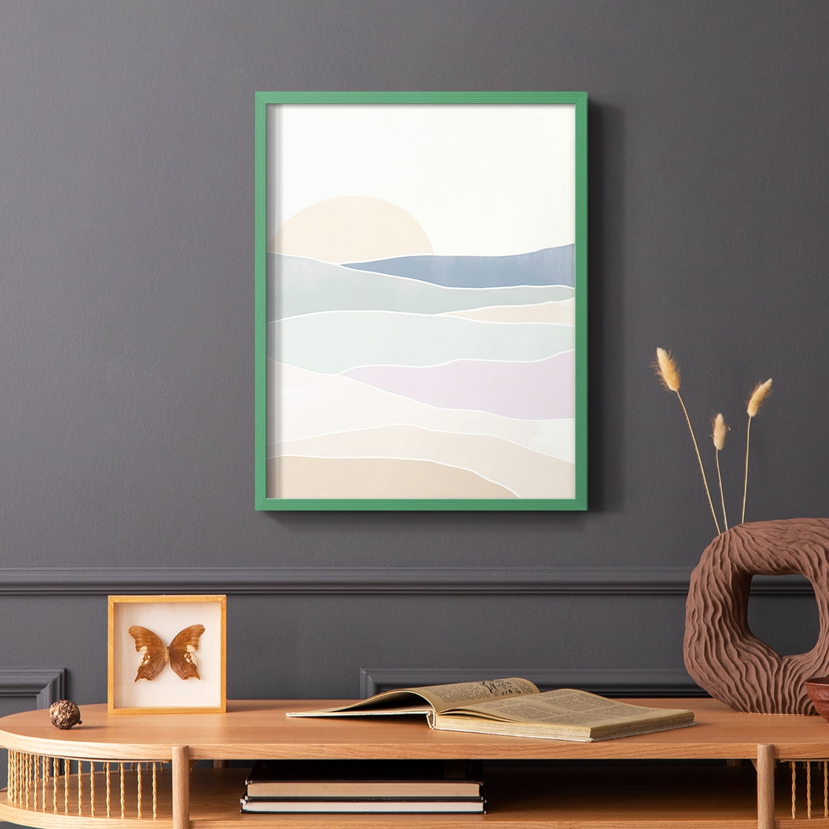 Wave Tableau I Framed Print in Green Solid Wood 8 x 10 Framed Print