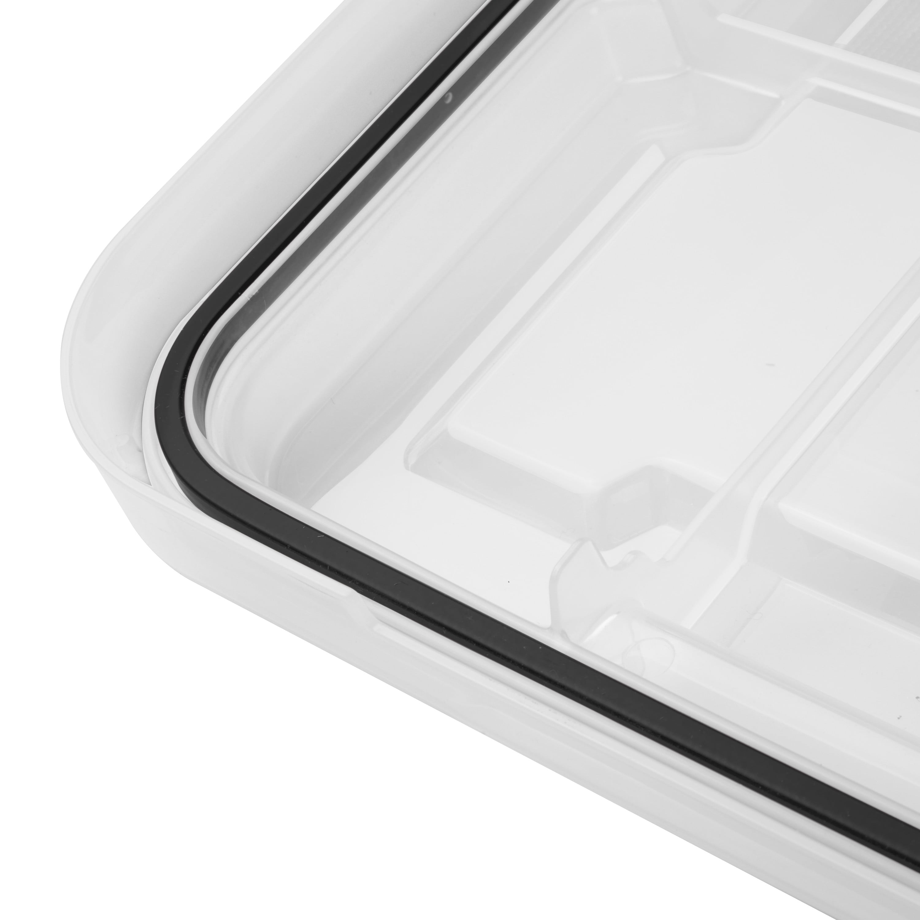Boîte à joint d’étanchéité  32 L de Sterilite imperméable, bac de rangement en plastique transparent étanche avec couvercle et loquets durables, noir, 4 Pk