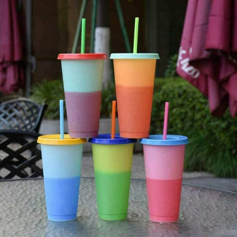 Wholesale 24oz Reusable Cold Cups, 5-pack, Blank Cups for Vinyl Projects,  Tumbler with Lids and Straws, Summer Cups: Tumblers & Water Glasses