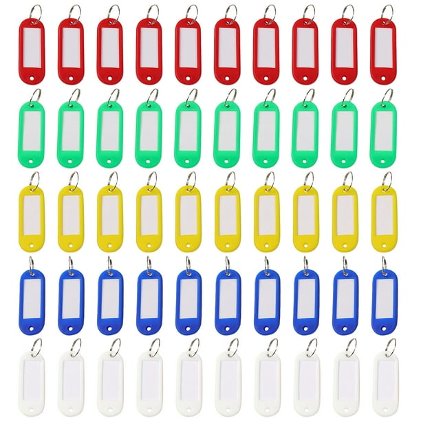 Lot de 16 porte-clés avec porte-étiquette et anneau fendu Étiquettes  d'identification 8 couleurs variées : : Fournitures de bureau