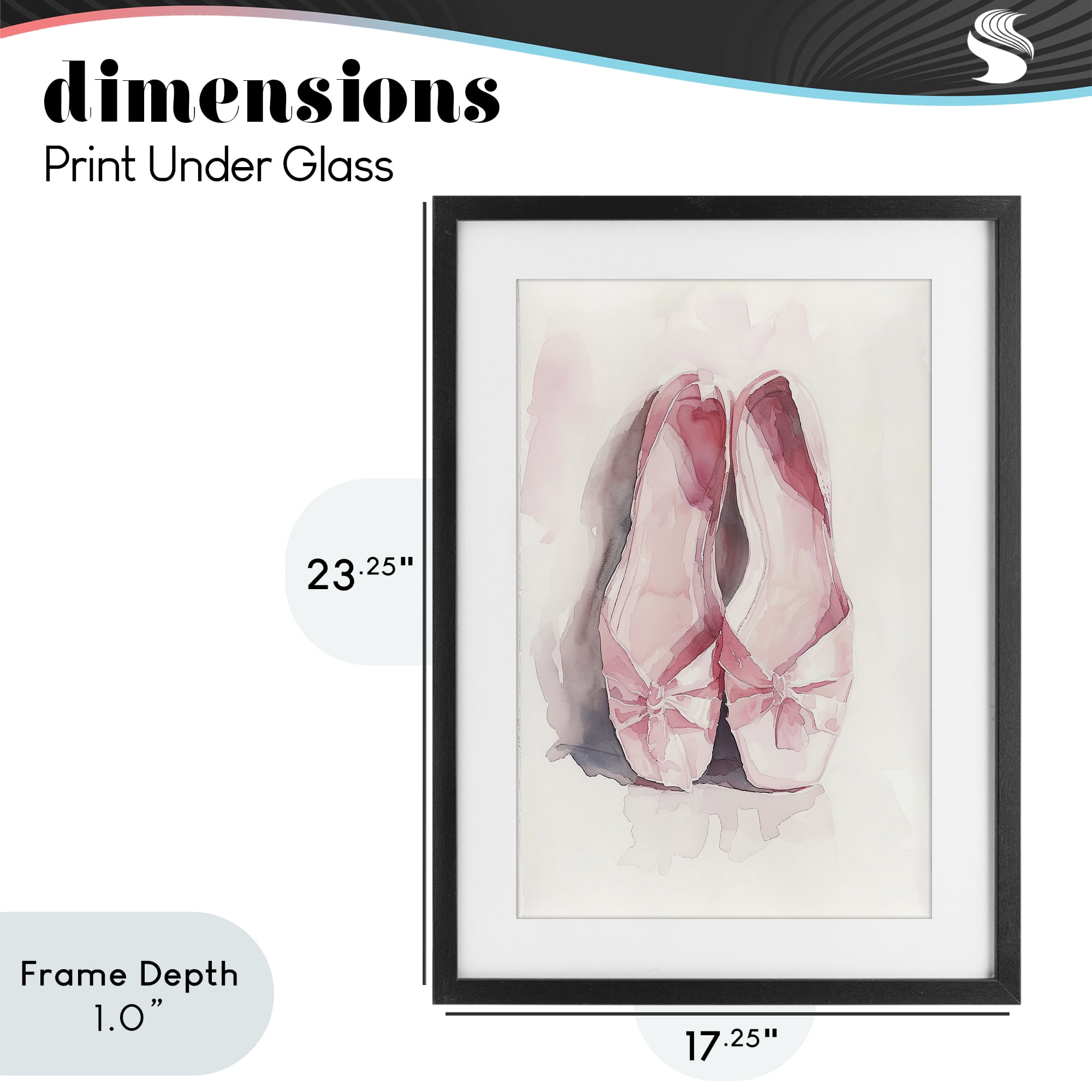 Stupell Industries Soft Blush Ballet Slippers Black Framed Print Under Glass, design by Ray Powers