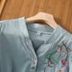 thumbnail image 5 of Camiseta Holgada Fiudx Estampado de Bordado para mujer Blusa de Algodón y lino, 5 of 7