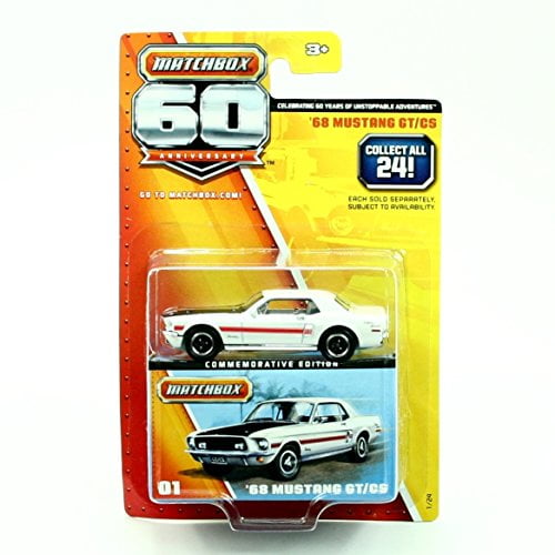 Matchbox Ford Mustang Gt Cs 1968 Rojo Clásico Línea Blanca