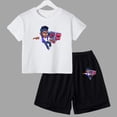 thumbnail image 4 of Conjunto de ropa de verano para niñas y adolescentes, camisetas y pantalones cortos de Anime de lucha para niños y niños, traje de 2 piezas, atuendo informal para niños, chándal, 4 of 5