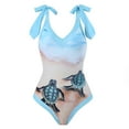 thumbnail image 5 of Jacenvly One Piece Bathing Suit for Women with Wrap Skirts 2 Piece New Style Sleeveless Floral V-Neck Surfing Swimwear Soft Blue, 5 of 9