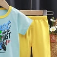thumbnail image 4 of KPOPLK Toddler Boys Clothes Kids Cotton Clothing Fun Cool Summer Short Sleeve Tee Top Outfit Wear in Night 2 Piece Set Size 6-12 Months,Light Blue, 4 of 5
