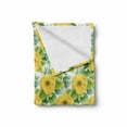 thumbnail image 2 of Yellow Flower Soft Flannel Fleece Blanket, Blooming Ranunculus Gardening Bedding Plants Leaves Watercolor Artwork, Cozy Plush for Indoor and Outdoor Use, 60" x 80", Yellow Fern Green, by Ambesonne, 2 of 6