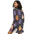 thumbnail image 2 of FORMRS Womens Long Sleeve Nightgowns Crew Neck Sleep Shirt Soft Pajamas Sizes S-3XL, Orange Halloween Ghosts, 2 of 8