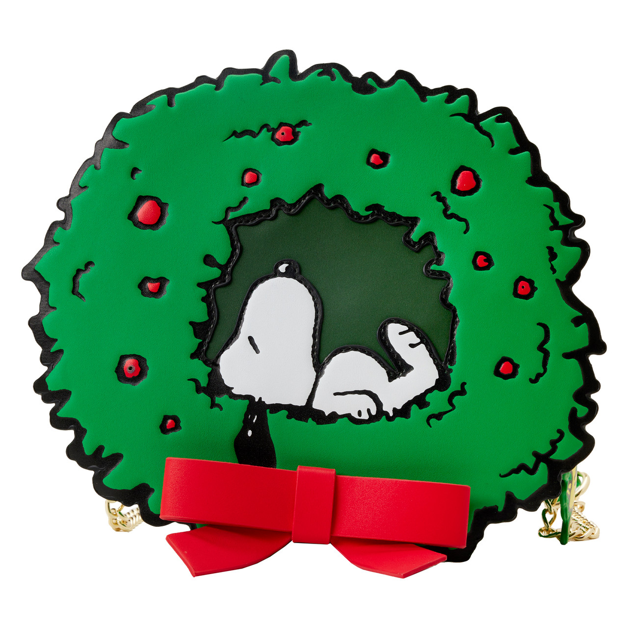 Loungefly Peanuts Snoopy Woodstock LightUp Christmas Wreath Crossbody